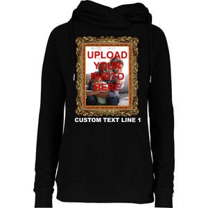 Custom Picture Frame Personalized Text And Photo Womens Funnel Neck Pullover Hood