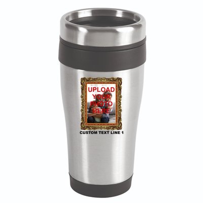 Custom Picture Frame Personalized Text And Photo 16oz Travel Tumbler