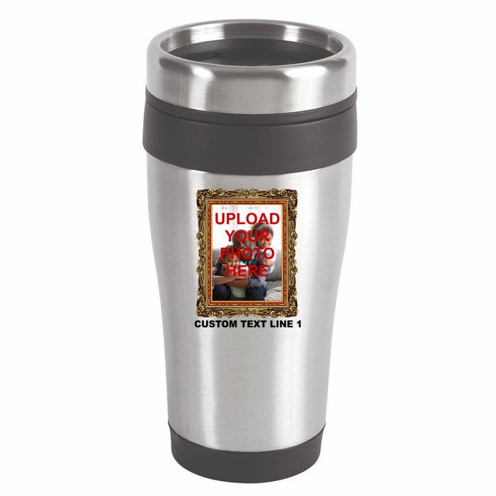 Custom Picture Frame Personalized Text And Photo 16oz Travel Tumbler