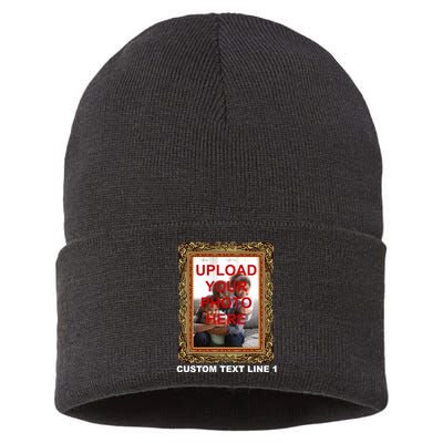 Custom Picture Frame Personalized Text And Photo Sustainable Knit Beanie