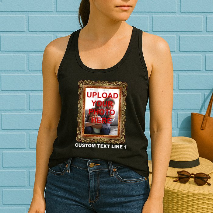 Custom Picture Frame Personalized Text And Photo Womens Tank Top