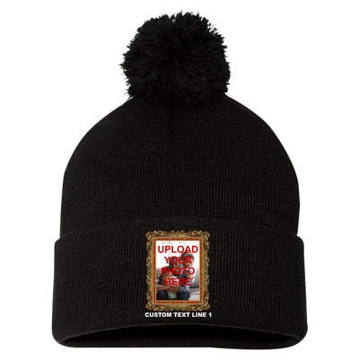 Custom Picture Frame Personalized Text And Photo Pom Pom 12in Knit Beanie