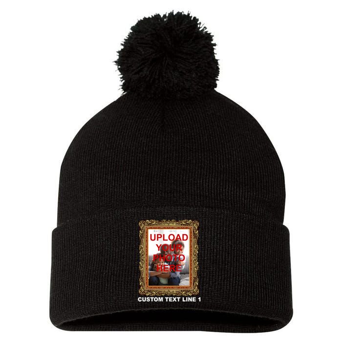 Custom Picture Frame Personalized Text And Photo Pom Pom 12in Knit Beanie