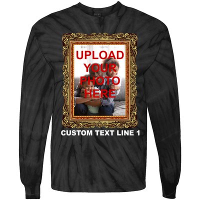 Custom Picture Frame Personalized Text And Photo Tie-Dye Long Sleeve Shirt