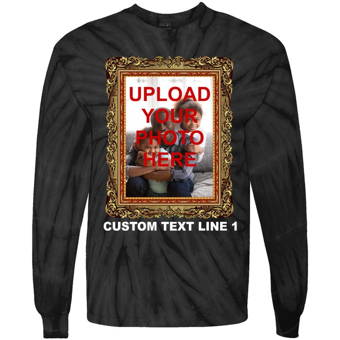Custom Picture Frame Personalized Text And Photo Tie-Dye Long Sleeve Shirt