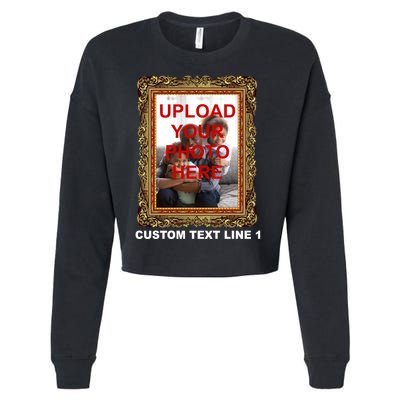 Custom Picture Frame Personalized Text And Photo Cropped Pullover Crew