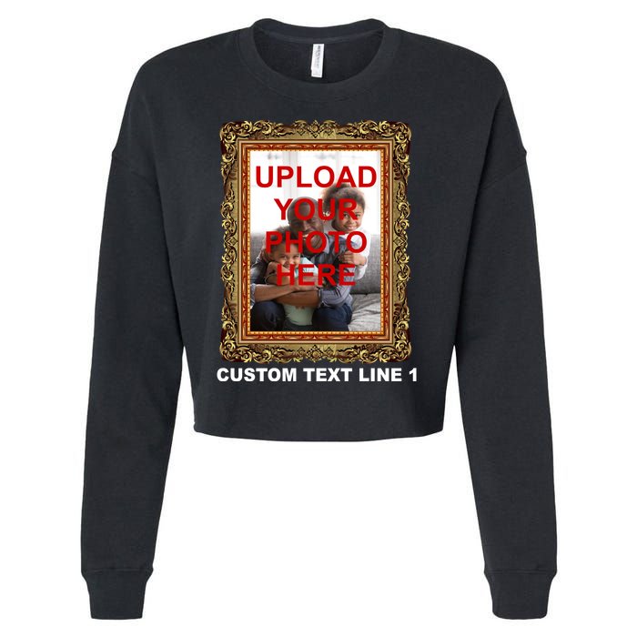 Custom Picture Frame Personalized Text And Photo Cropped Pullover Crew