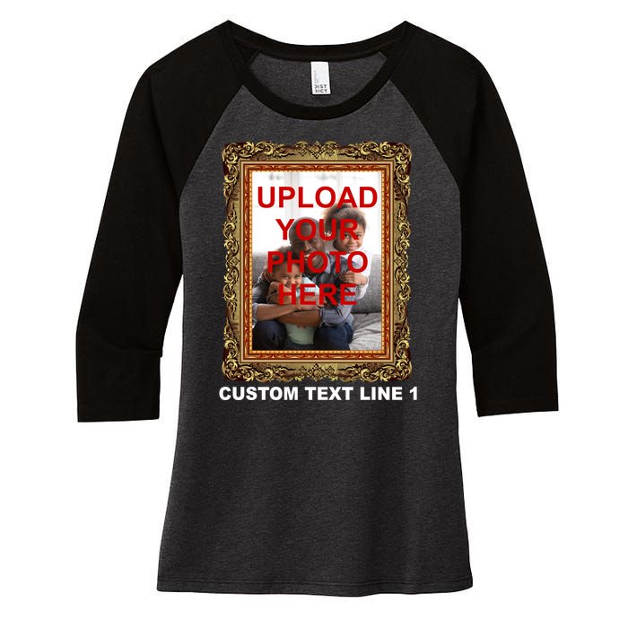 Custom Picture Frame Personalized Text And Photo Women's Tri-Blend 3/4-Sleeve Raglan Shirt