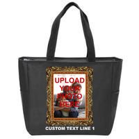 Custom Picture Frame Personalized Text And Photo Zip Tote Bag