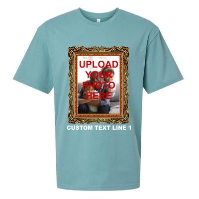 Custom Picture Frame Personalized Text And Photo Sueded Cloud Jersey T-Shirt