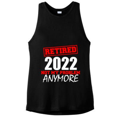 Custom Year Retired Not My Problem Anymore Personalize Ladies PosiCharge Tri-Blend Wicking Tank