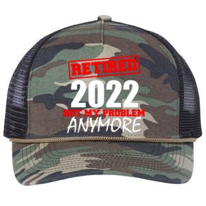 Custom Year Retired Not My Problem Anymore Personalize Retro Rope Trucker Hat Cap