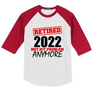 Custom Year Retired Not My Problem Anymore Personalize Kids Colorblock Raglan Jersey