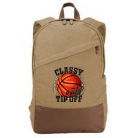 Classy Until Tip Off Funny Basketball Mom Leopard Cotton Canvas Backpack