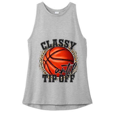 Classy Until Tip Off Funny Basketball Mom Leopard Ladies PosiCharge Tri-Blend Wicking Tank
