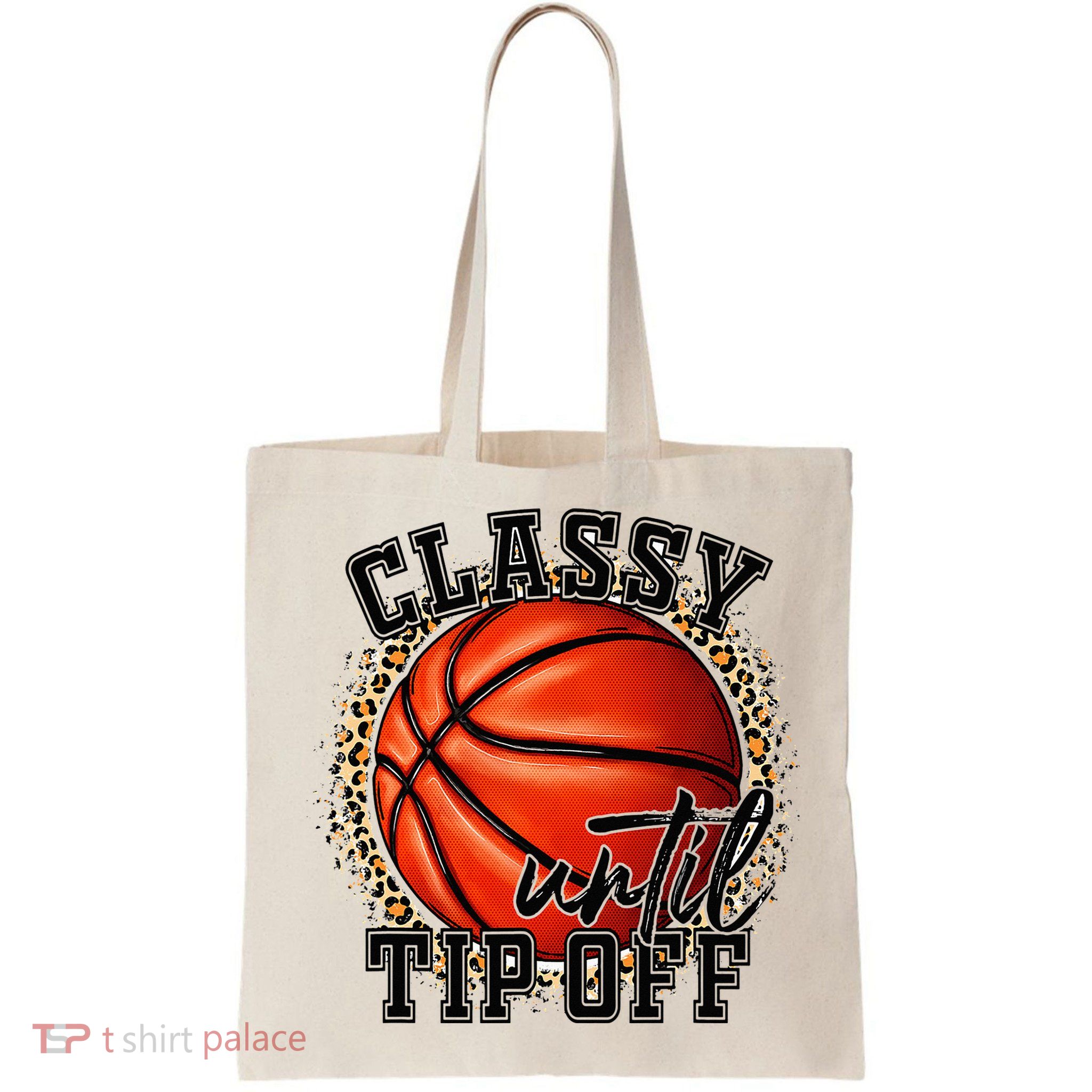Classy Until Tip Off Funny Basketball Mom Leopard Bag