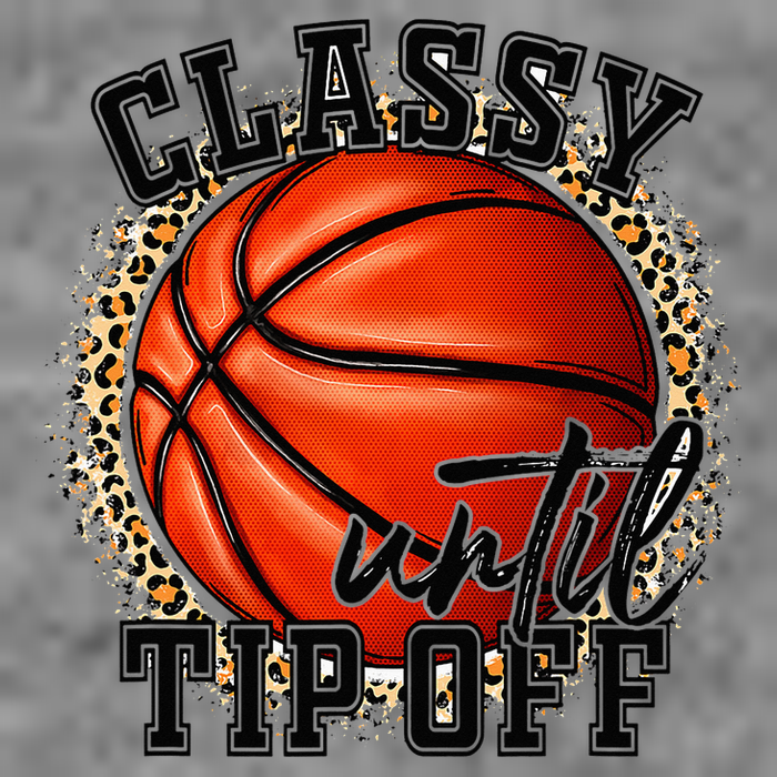 Classy Until Tip Off Funny Basketball Mom Leopard Sustainable Beanie