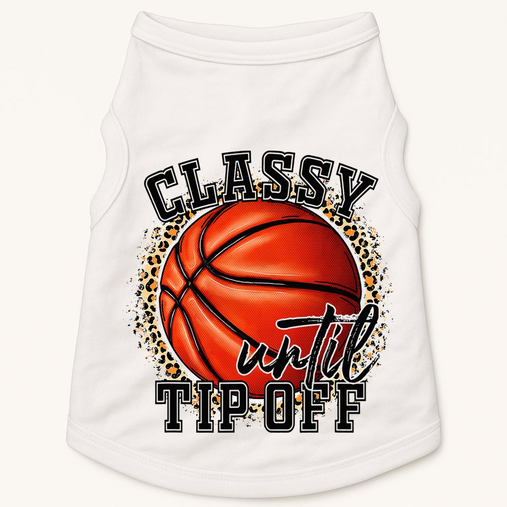 Classy Until Tip Off Funny Basketball Mom Leopard Doggie Tank