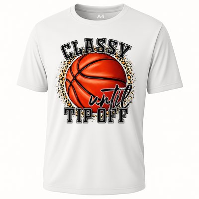 Classy Until Tip Off Funny Basketball Mom Leopard Performance Shirt