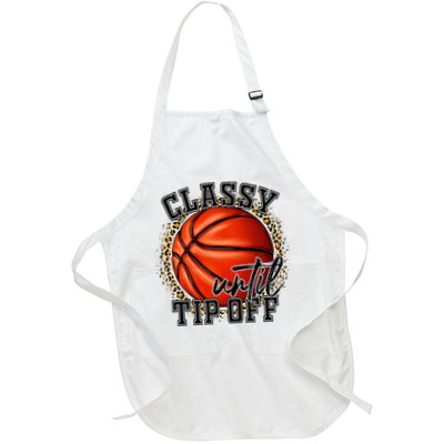 Classy Until Tip Off Funny Basketball Mom Leopard Apron
