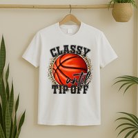 Classy Until Tip Off Funny Basketball Mom Leopard T-Shirt