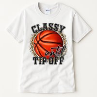 Classy Until Tip Off Funny Basketball Mom Leopard Tall T-Shirt