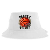Classy Until Tip Off Funny Basketball Mom Leopard Sustainable Bucket Hat