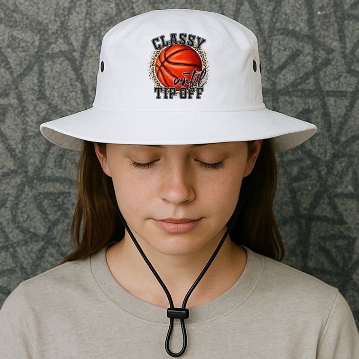 Classy Until Tip Off Funny Basketball Mom Leopard Bucket Hat