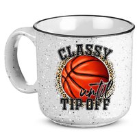 Classy Until Tip Off Funny Basketball Mom Leopard 15oz Campfire Ceramic Mug