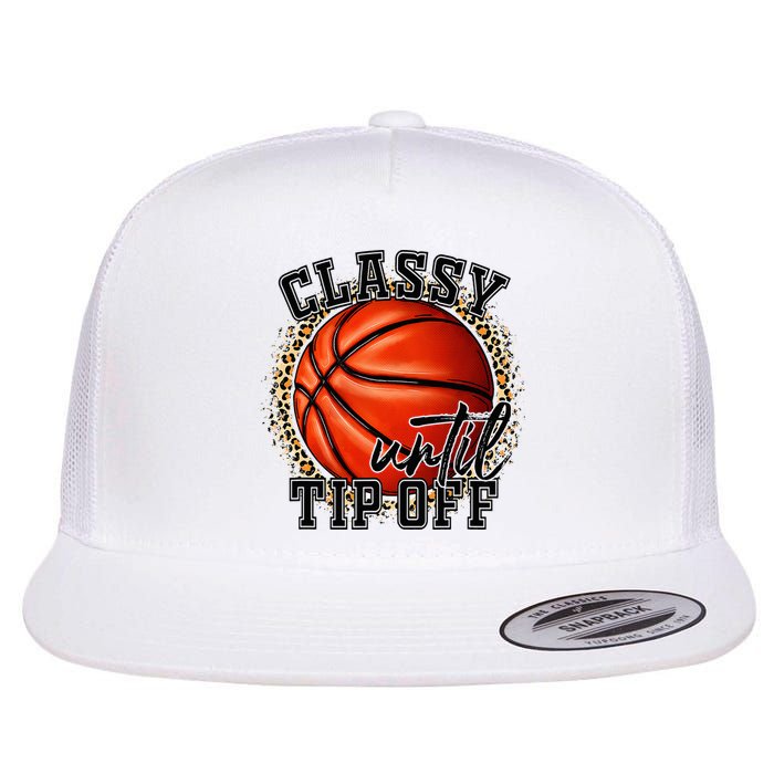 Classy Until Tip Off Funny Basketball Mom Leopard Flatbill Hat