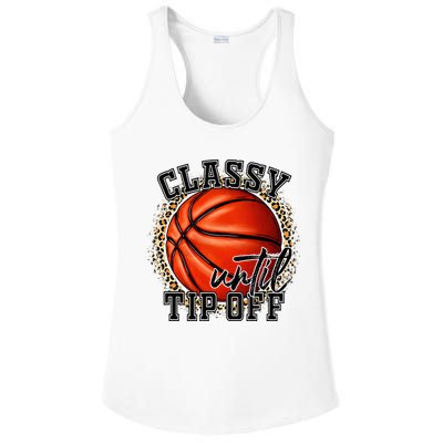 Classy Until Tip Off Funny Basketball Mom Leopard Ladies PosiCharge Competitor Racerback Tank