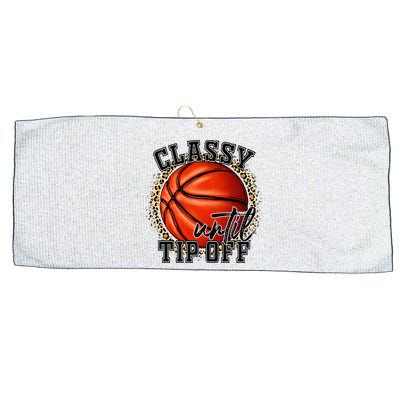 Classy Until Tip Off Funny Basketball Mom Leopard Large Microfiber Waffle Golf Towel