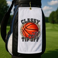 Classy Until Tip Off Funny Basketball Mom Leopard Golf Towel