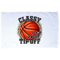 Classy Until Tip Off Funny Basketball Mom Leopard Microfiber Hand Towel