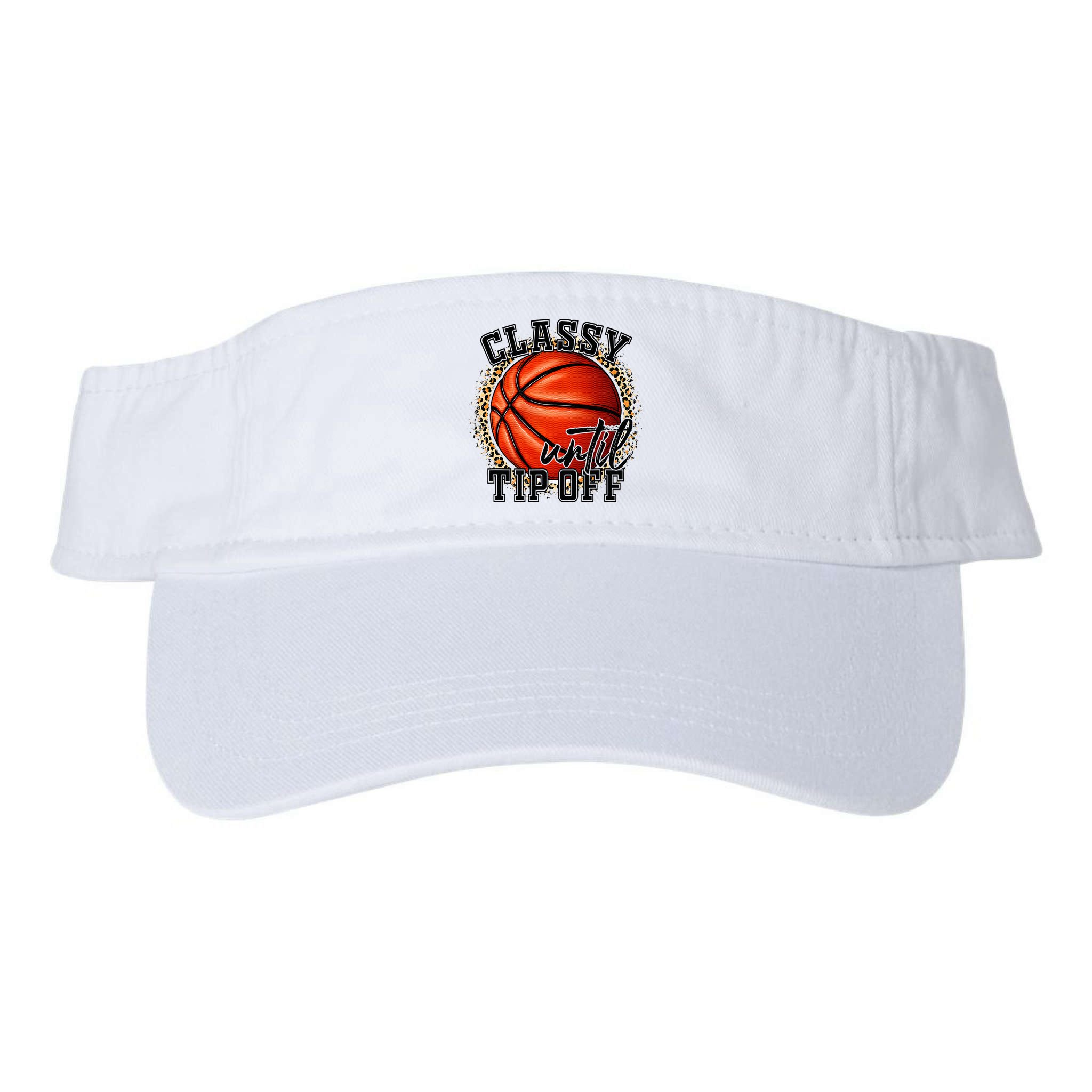 Classy Until Tip Off Funny Basketball Mom Leopard Visor