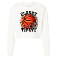 Classy Until Tip Off Funny Basketball Mom Leopard Cropped Pullover Crew