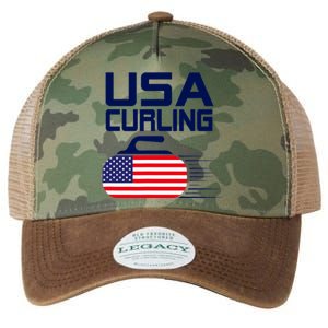 Curling USA Team American Flag Curl Winter Sports Lovers Legacy Tie Dye Trucker Hat