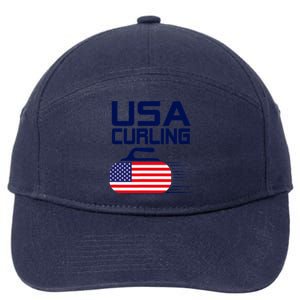 Curling USA Team American Flag Curl Winter Sports Lovers 7-Panel Snapback Hat