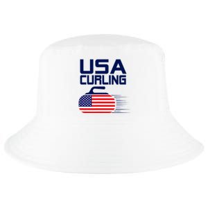 Curling USA Team American Flag Curl Winter Sports Lovers Cool Comfort Performance Bucket Hat