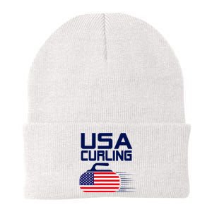 Curling USA Team American Flag Curl Winter Sports Lovers Knit Cap Winter Beanie