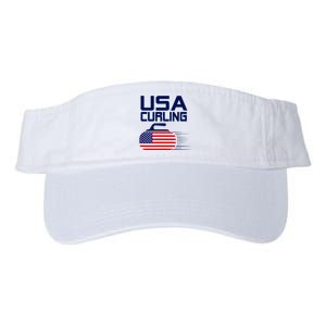 Curling USA Team American Flag Curl Winter Sports Lovers Valucap Bio-Washed Visor