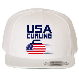 Curling USA Team American Flag Curl Winter Sports Lovers Wool Snapback Cap