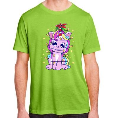 Cute Unicorn Tangled Christmas Lights Stars Rainbow Adult ChromaSoft Performance T-Shirt