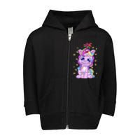 Cute Unicorn Tangled Christmas Lights Stars Rainbow Toddler Zip Fleece Hoodie