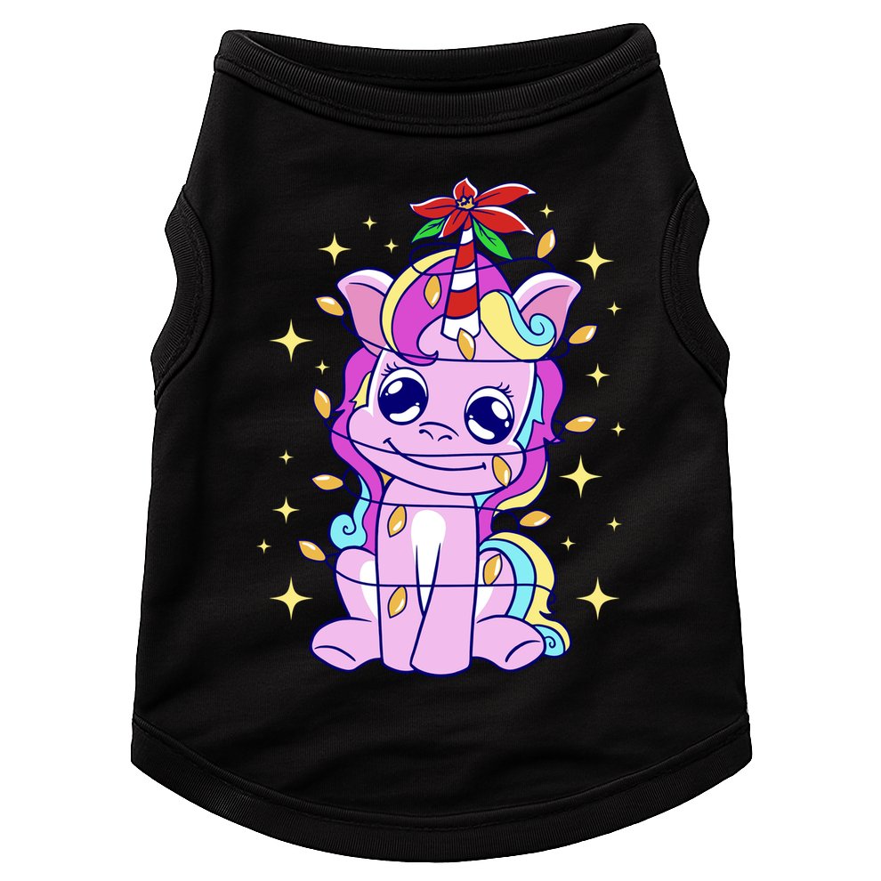 Cute Unicorn Tangled Christmas Lights Stars Rainbow Doggie Tank