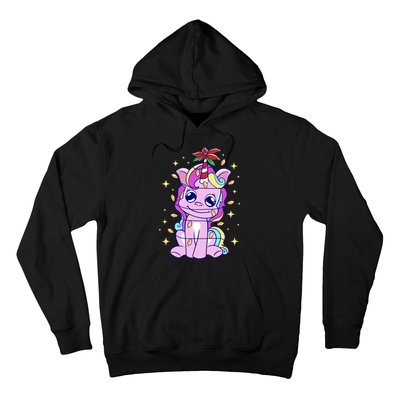 Cute Unicorn Tangled Christmas Lights Stars Rainbow Hoodie