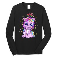 Cute Unicorn Tangled Christmas Lights Stars Rainbow Long Sleeve Shirt