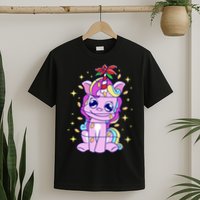 Cute Unicorn Tangled Christmas Lights Stars Rainbow T-Shirt