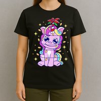 Cute Unicorn Tangled Christmas Lights Stars Rainbow T-Shirt