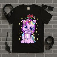 Cute Unicorn Tangled Christmas Lights Stars Rainbow T-Shirt